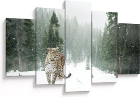 Leopárd a hóban képe (150x105 cm)