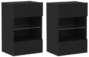 LED TV Szekrény 2 db Fekete Tölgy 40x30x60,5cm Mérnöki Fa