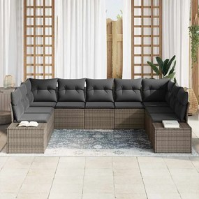 Kerti Kanapé Szett 9 pcs Szürke 289 x 209 x 85 cm Poli rattan