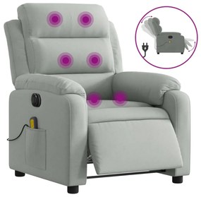 világosszürke bársony elektromos dönthető masszázsfotel