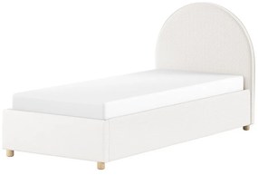 Fehér kárpitozott ágyneműtartós egyszemélyes ágy ágyráccsal 90x200 cm Moon – Vipack