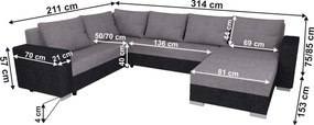 Univerzális ülőgarnitúra, sötétszürke/szürke Taupe, BELEN NEW ROH U