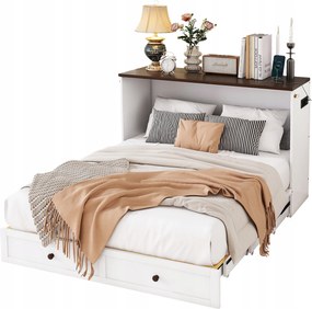 Murphy ágy, 140 x 200cm Franciaágy Polcok Usb aljzatok Fehér