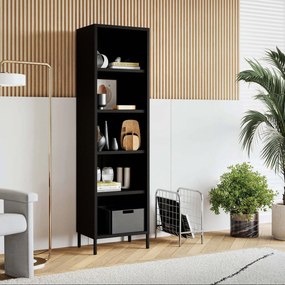 Fekete fém könyvespolc – MARIO Modern 500 x 1800 x 350 mm