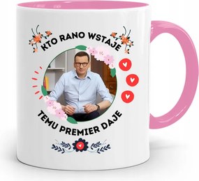 Rózsaszín Politikai Bögre Mateusz Morawiecki Miniszterelnök fényképes nyomtatással