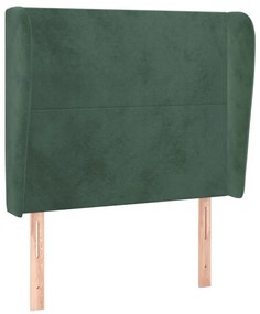 sötétzöld bársony fejtámla szárnyakkal 103 x 23 x 118/128 cm