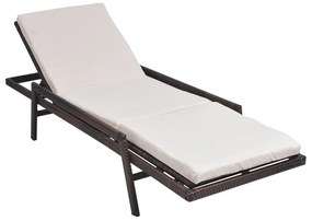 Barna polyrattan napozóágy párnával