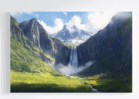 Vászonkép Canvas Tájkép Hegyek Csúcsok Panoráma Vízesés Folyó 60x40