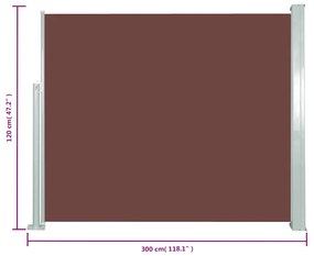 barna behúzható oldalsó napellenző 120 x 300 cm