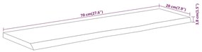 tömör akácfa téglalap alakú fali polc 70 x 20 x 3,8 cm