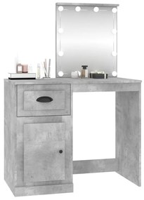 betonszürke szerelt fa pipereasztal LED-del 90 x 50 x 132,5 cm