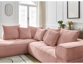 Rózsaszín zsenília sarokkanapé (bal oldali-L alakú) Whesley – Bobochic Paris