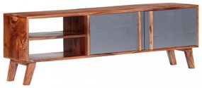 szürke tömör fa TV-szekrény 140 x 30 x 45 cm