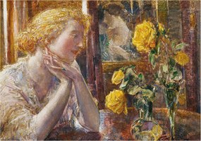 Fotótapéta Flizelin Dekoratív az irodába Nő rózsákkal 208x146 Ragasztó