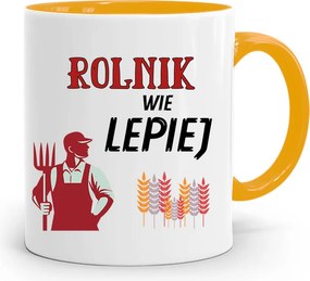 Gazdálkodóknak Bögre Sárga Gazdálkodó Jobban Tudja Ajándék Nyomtatott Fotóval