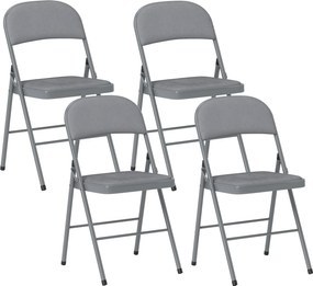 HOMCOM 4 darabos összecsukható étkezőszék szett, hordozható belső székek kordbársony párnázott ülőfelülettel és háttámlával, acélváz, maximum 120 kg-o
