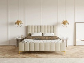 Franciaágy 180 cm Sheldona 180 (ágyráccsal) (tárolóhellyel) (bézs + arany). 1099757