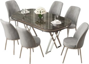 Lai étkezőgarnitúra, antracit-króm, 168 cm – TR240CHR2377