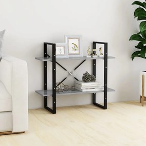 2-szintes betonszürke szerelt fa könyvszekrény 80 x 30 x 70 cm