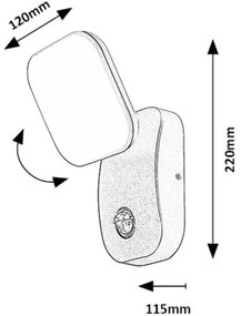 Rabalux 77058-LED Kültéri fali lámpa érzékelővel ODIEL LED/12W/230V IP44