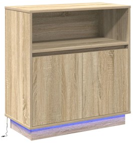 LED-es oldalbordás szekrény Sonoma tölgy 71x34,5x75 cm Műanyag