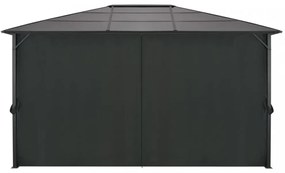 fekete alumínium pavilon függönnyel 4 x 3 x 2,6 m
