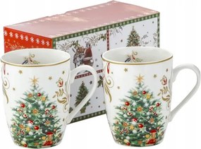 2x Karácsonyi bögre 360ml Karácsonyi Porcelán Bögre Szett Karácsonyfa