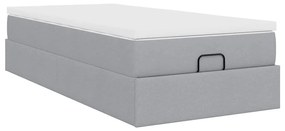 Ottomán ágykeret matraccal világosszürke 80x200cm szövet