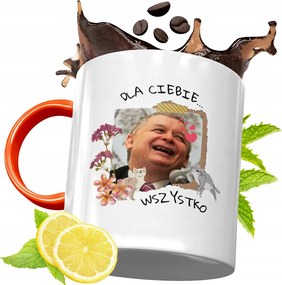 Narancssárga Bögre A Pis Elnökétől Jaroslaw Kaczynski fényképes nyomtatással