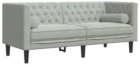 Chesterfield kanapé Világosszürke 174 x 74.5 x 70.5 cm Bársony