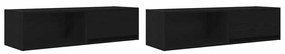 2 db fekete tölgy színű szerelt fa TV-szekrény 100x31x25,5cm