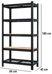 Deuba Premium polcrendszer 180×90×40 cm – fekete