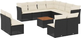 vidaXL 12 részes fekete polyrattan kerti ülőgarnitúra párnákkal