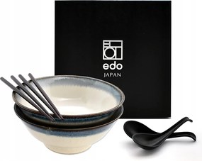 2 db-os tál szett kanállal és pálcikákkal Ramen Aurora 22 cm 1100 ml Box
