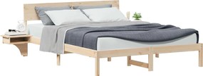 vidaXL Ágykeret fejtámlával Barna 150 x 200 cm Tömör fenyőfa