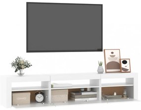 fehér TV-szekrény LED-lámpákkal 195x35x40 cm