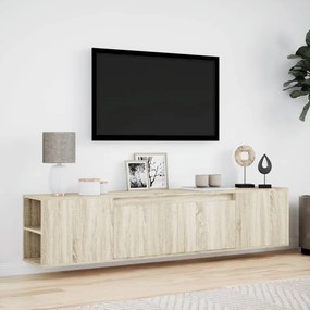 sonoma tölgy színű fali TV-szekrény LED-del 180 x 31 x 39,5 cm
