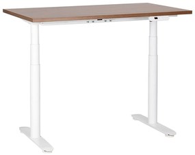 Sötétbarna és fehér elektromosan állítható íróasztal 120 x 72 cm DESTINAS Beliani