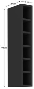 Felső konyhai polc Arikona Monzesa Sober 15 G 90 OTW (fekete). 1097082