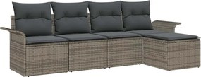 vidaXL Kerti Kanapé Szett párnával tárolóval 5 pcs Szürke polirattan