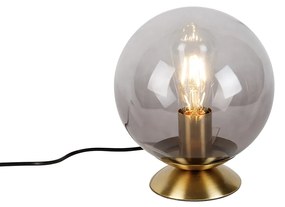 Art Deco asztali lámpa sárgarézzel és füstüveggel - Pallon