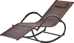 Outsunny Kültéri Ringató Fotel Karfával, Fejtámlával, Rattan Hatással Kertiszínre, Teraszra, Max Teherbírás 160 kg, 157x60x80 cm Barna | Aosom