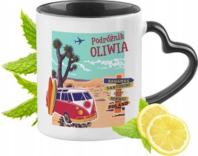 Fekete bögre szív alakú füllel Olíviának Ideális Ajándék