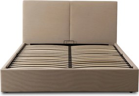 MARSYLIA 140x200-as franciaágy, bézs kordbársony, ágyneműtartóval