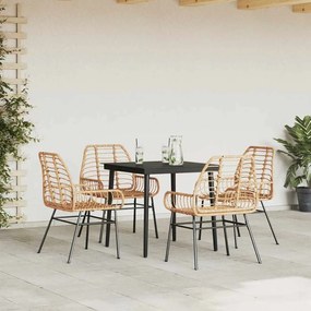 5 észes barna polyrattan üveg kerti étkezőgarnitúra
