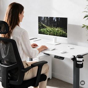 Elektromos íróasztal magasságállítással ergonomikus antracit-fehér, 1400x700 mm: ARIA