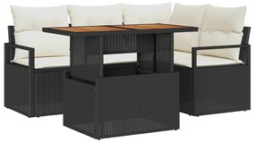 vidaXL Kert étkező szett párnával 5 pcs Fekete és Krém