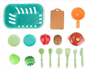 Fából készült gyerekkonyha – Gyümölcsök és zöldségek tépőzáras szeletelése