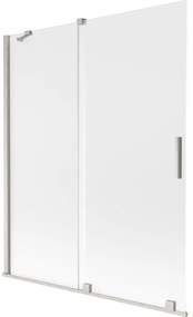 Mexen Velar, 2 szárnyas eltolható kádparaván 140 x 150 cm, 8 mm-es mattüveg, csiszolt acél, 896-140-000-31-97