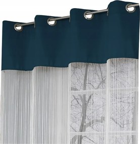 Függöny Spagetti 150x250 magas spagetti Fehér szövet sötét azúrkék